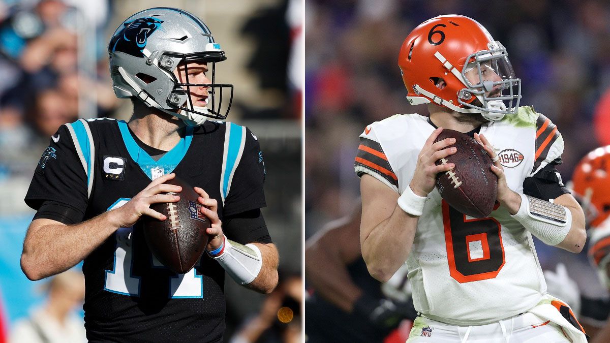 Baker Mayfield vs. Sam Darnold Win Total Odds, Projections: How Many Victories Is Each Expected To Produce? article feature image