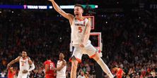 Kyle Guy of Virginia celebrating a win over Texas Tech.