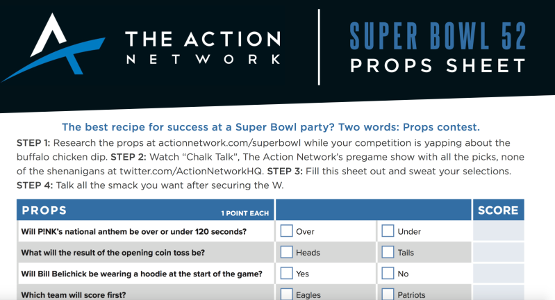 Super Bowl Prop Pool - Printable Prediction Pool