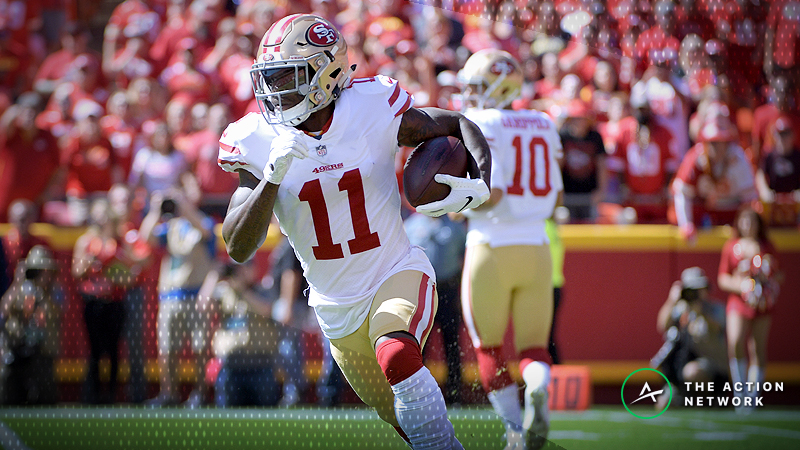 Best 49ers-Packers MNF Player Props: Marquise Goodwin Over/Under 44.5 Receiving Yards? article feature image