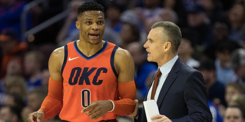 russell westbrook and billy donovan oklahoma city thunder 2019