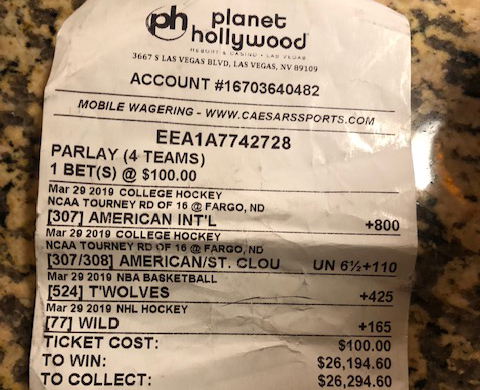 Bettor Cashes Out $71,000 Parlay Ticket for Just $122