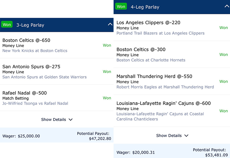 Bettor wins $45,000 on $15 12-team parlay