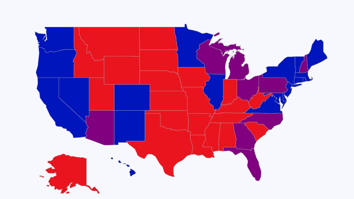 How Betting Markets Are Projecting the U.S. Electoral College Map Image