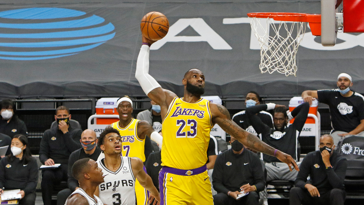 New Year’s Day NBA Odds & Picks for Lakers vs. Spurs: Back Hot Start Los Angeles’ Top Guns (Friday, Jan.1) article feature image