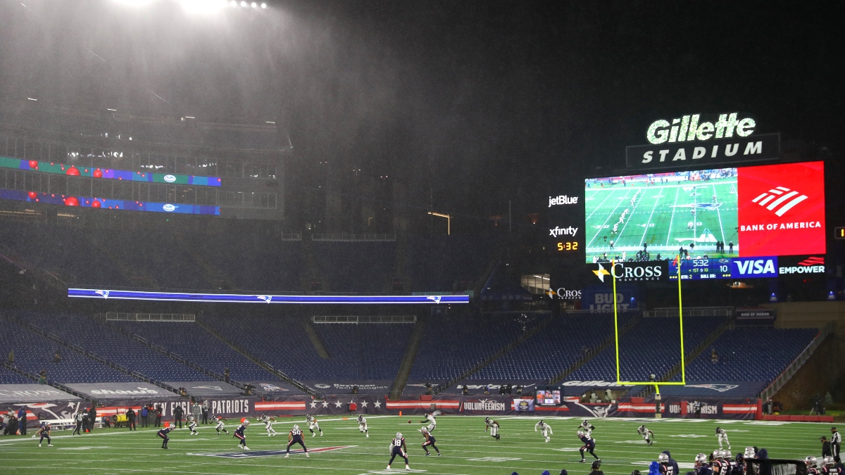 NFL Weather Forecast for Buccaneers vs. Patriots: Expect Strong Rain in Foxborough for Sunday Night Football article feature image
