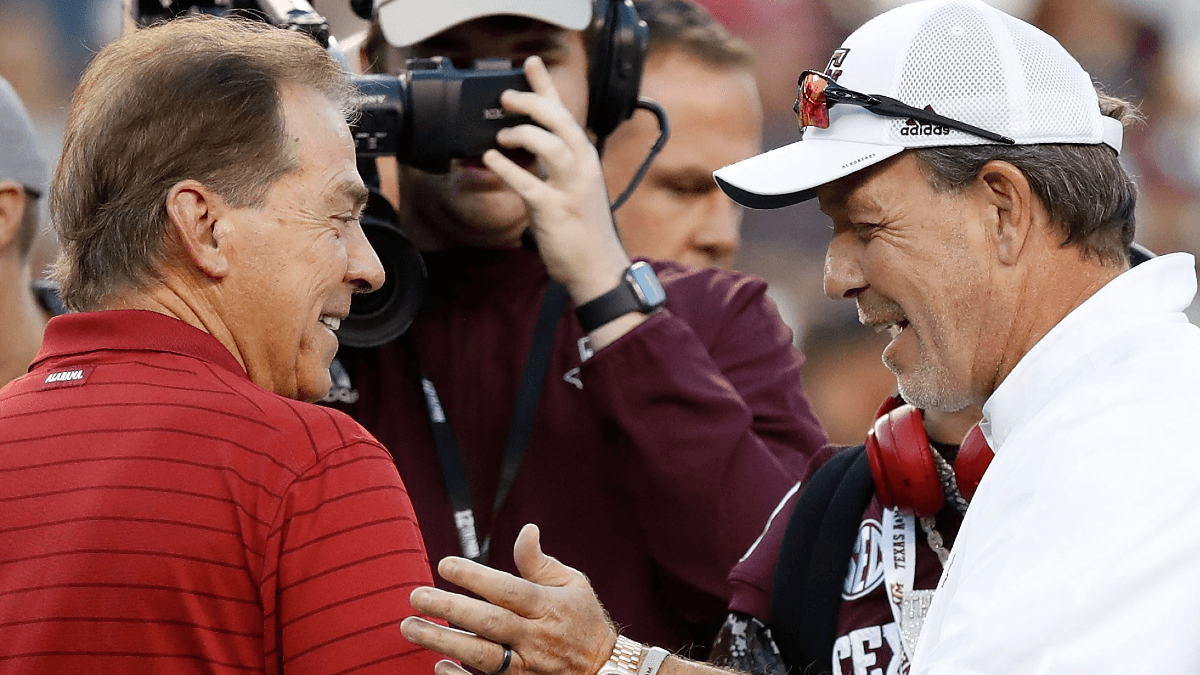 Nick Saban vs. Jimbo Fisher: Alabama Major Favorite Over Texas A&M on Early Oddsboard as Head Coaches Feud Over Recruiting article feature image