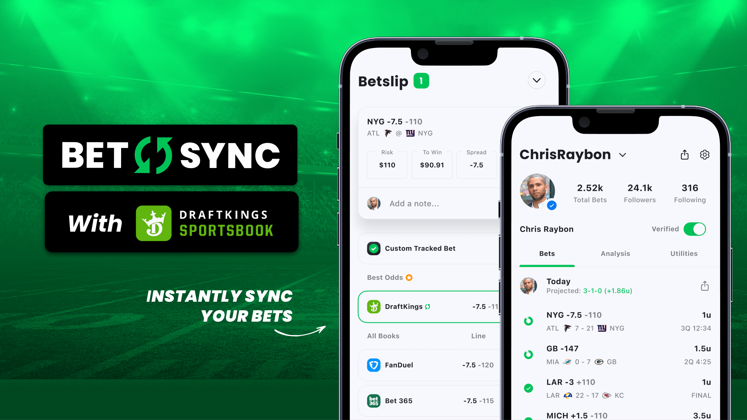 DraftKings BetSync Now Available in the Action Network App Image