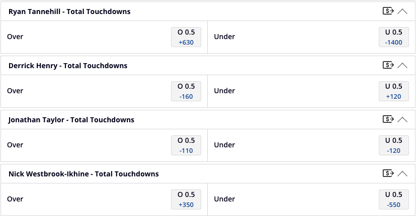 over 0.5 anytime touchdown