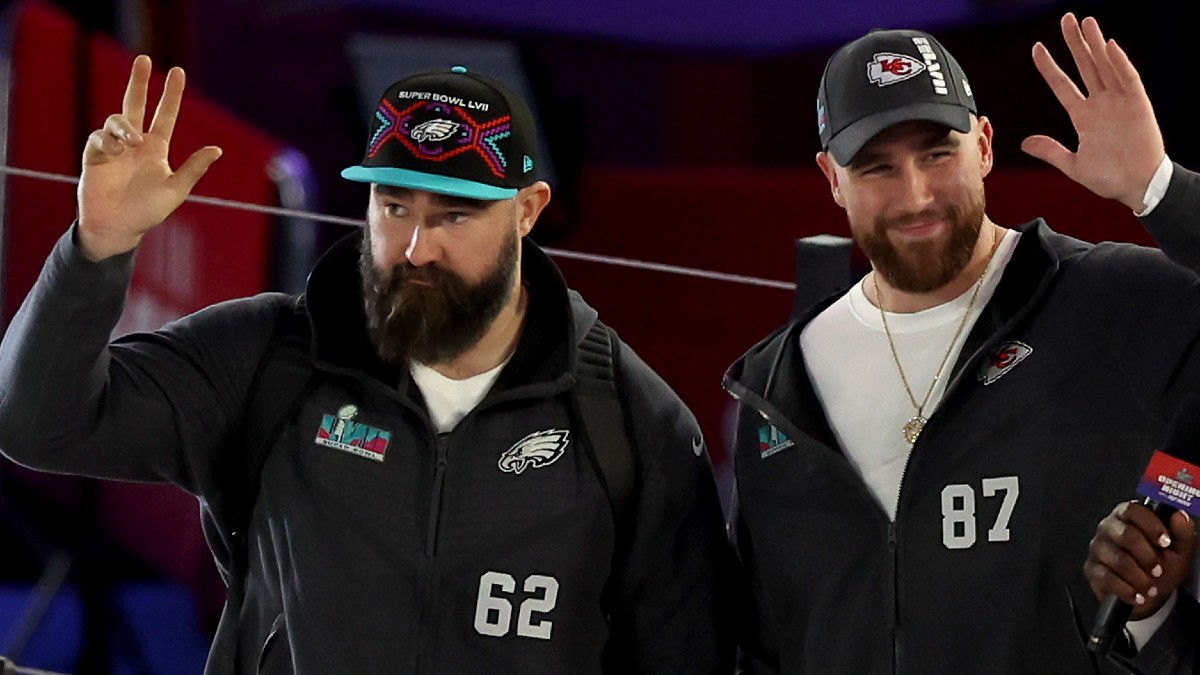 Jason Kelce, Travis Kelce Super Bowl Props: The Long-Shot TD Bet for Chiefs vs. Eagles article feature image