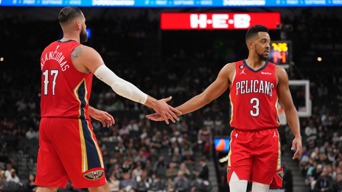Spurs vs Pelicans NBA First Basket Prop Pick: Bet Jonas Valanciunas, CJ McCollum article feature image