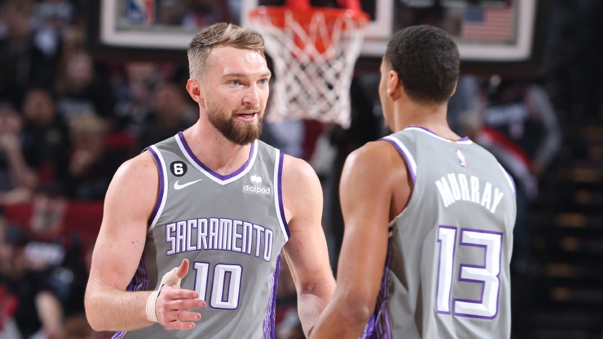 2023 sacramento kings domantas sabonis and de'aaron fox and keegan