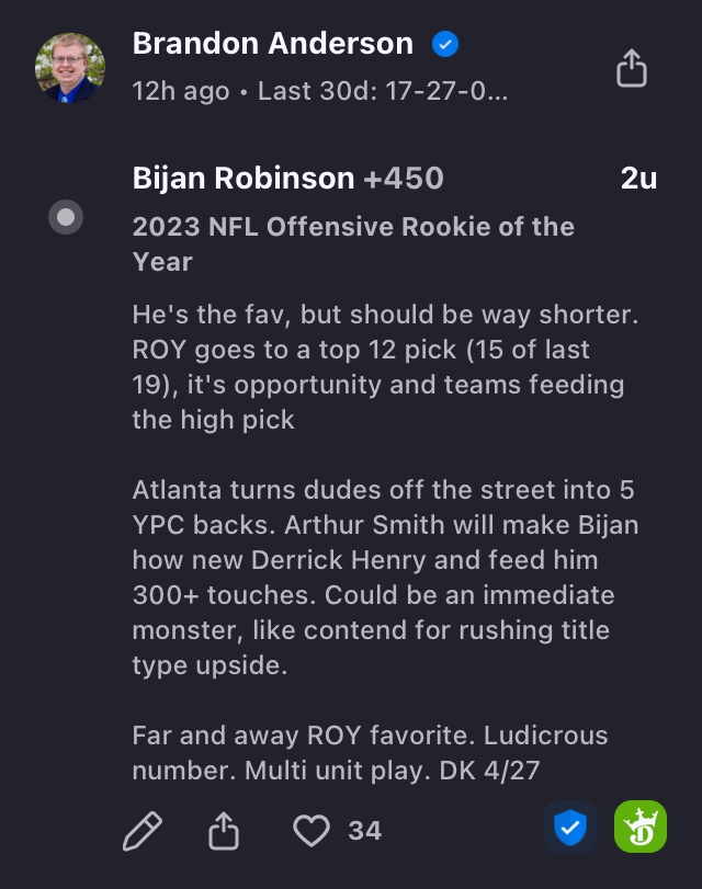 NFL OROY Futures Odds: Bijan Robinson has Some Company