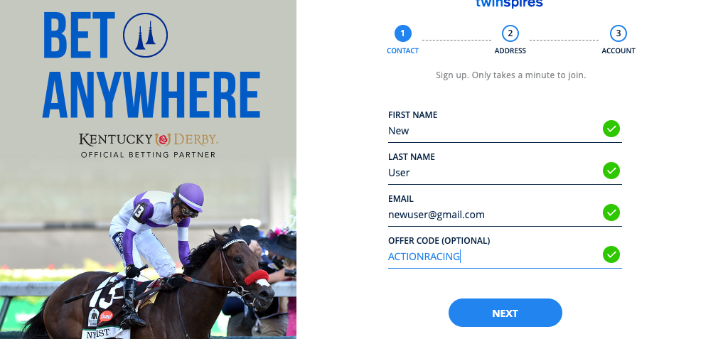 twinspires sign up screen 1