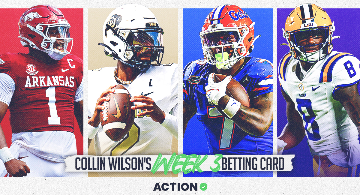 Week 3 College Football Odds & Picks: Collin Wilson’s Betting Card, Featuring Colorado State vs Colorado, BYU vs Arkansas article feature image