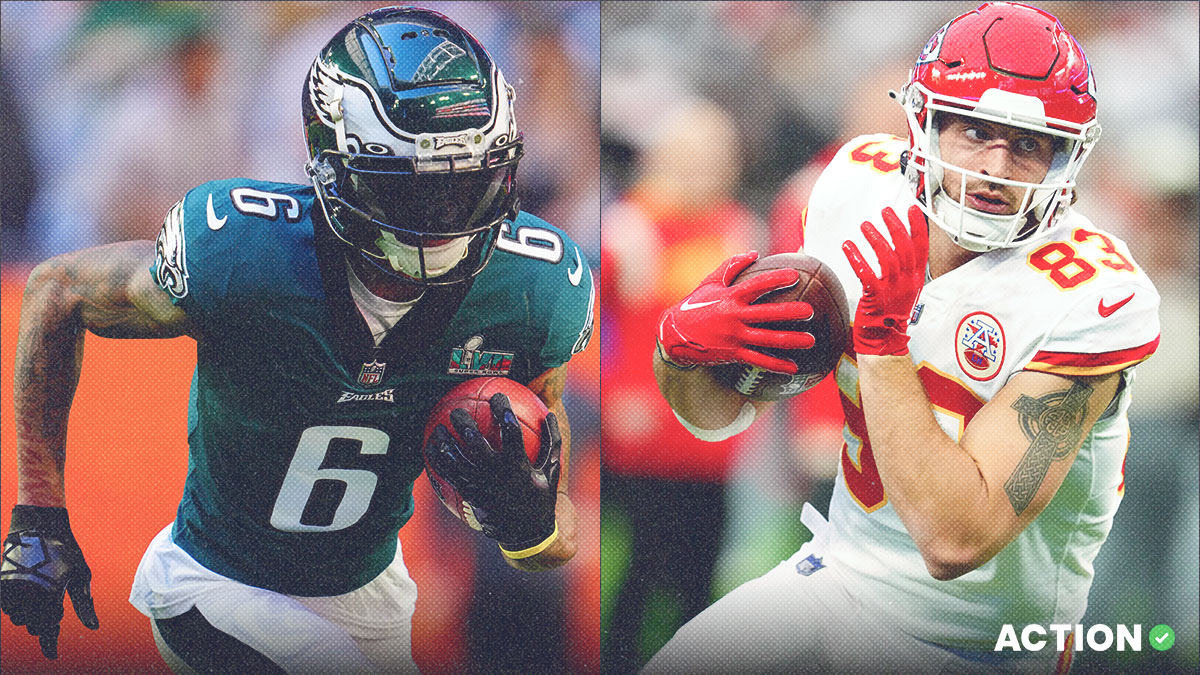 Eagles vs Chiefs Anytime Touchdown Scorer Props: DeVonta Smith, Noah Gray MNF Bets article feature image