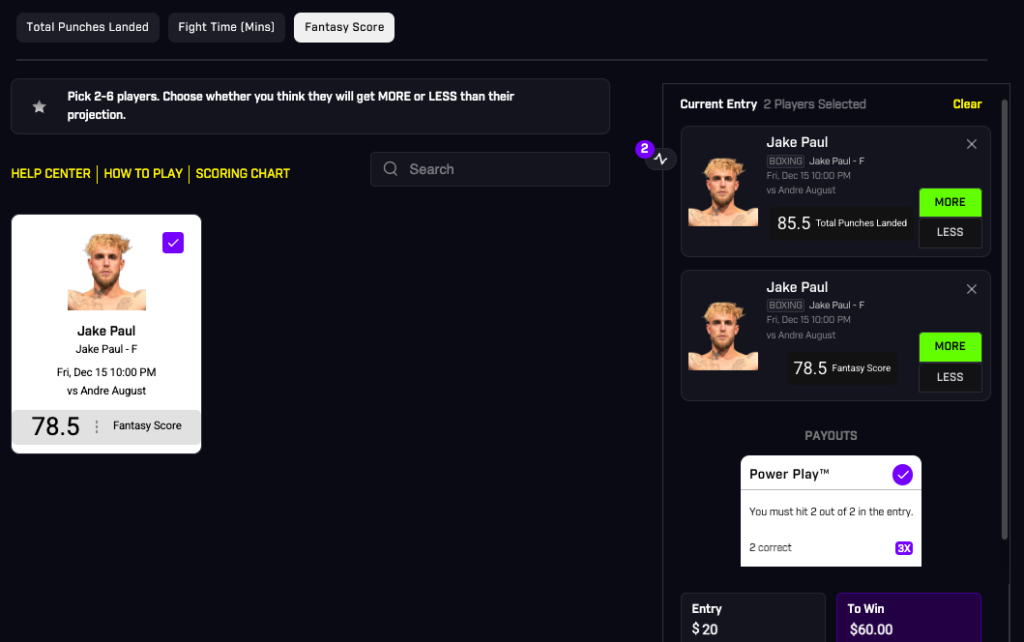 jake paul prizepicks entry