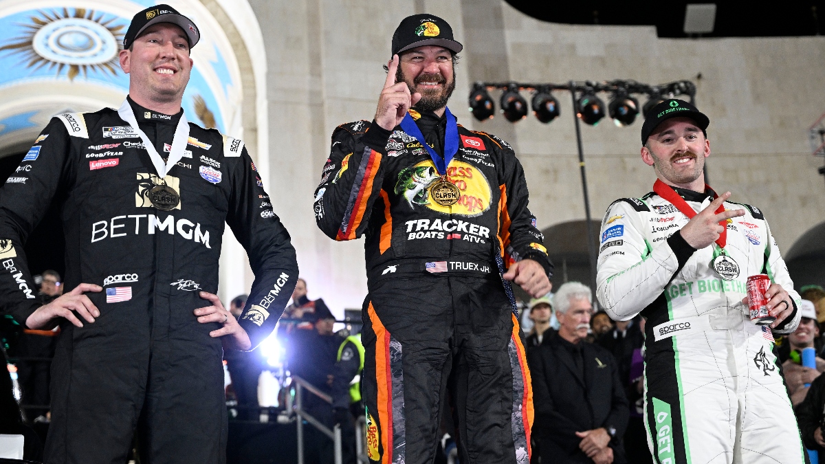 NASCAR Odds for Clash at the Coliseum: Truex, Larson Lead Early 2024 Favorites article feature image
