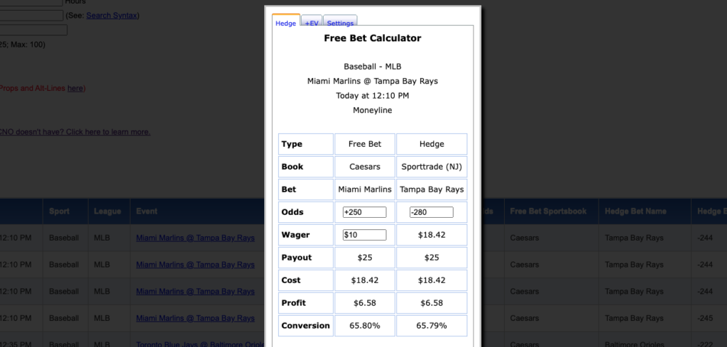 bonus bet conversion example