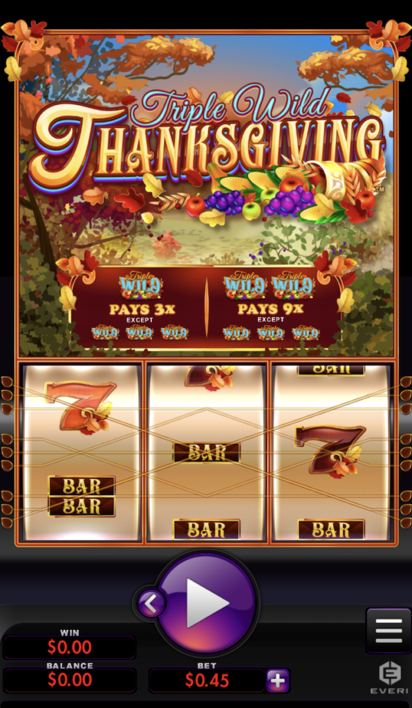 Triple Wild Thanksgiving slot machine on DraftKings casino