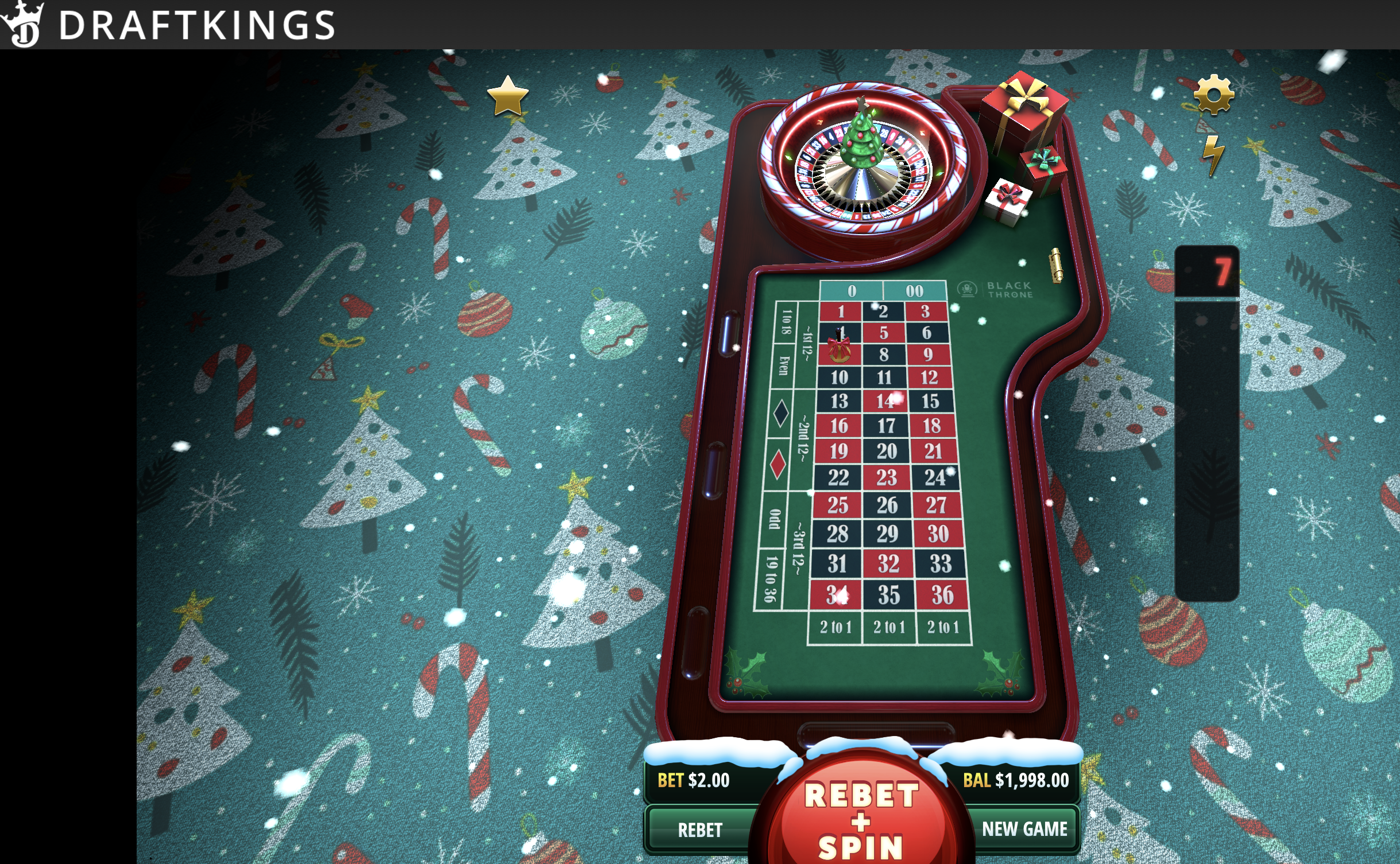 Christmas roulette is one of the holiday games at DraftKings casino