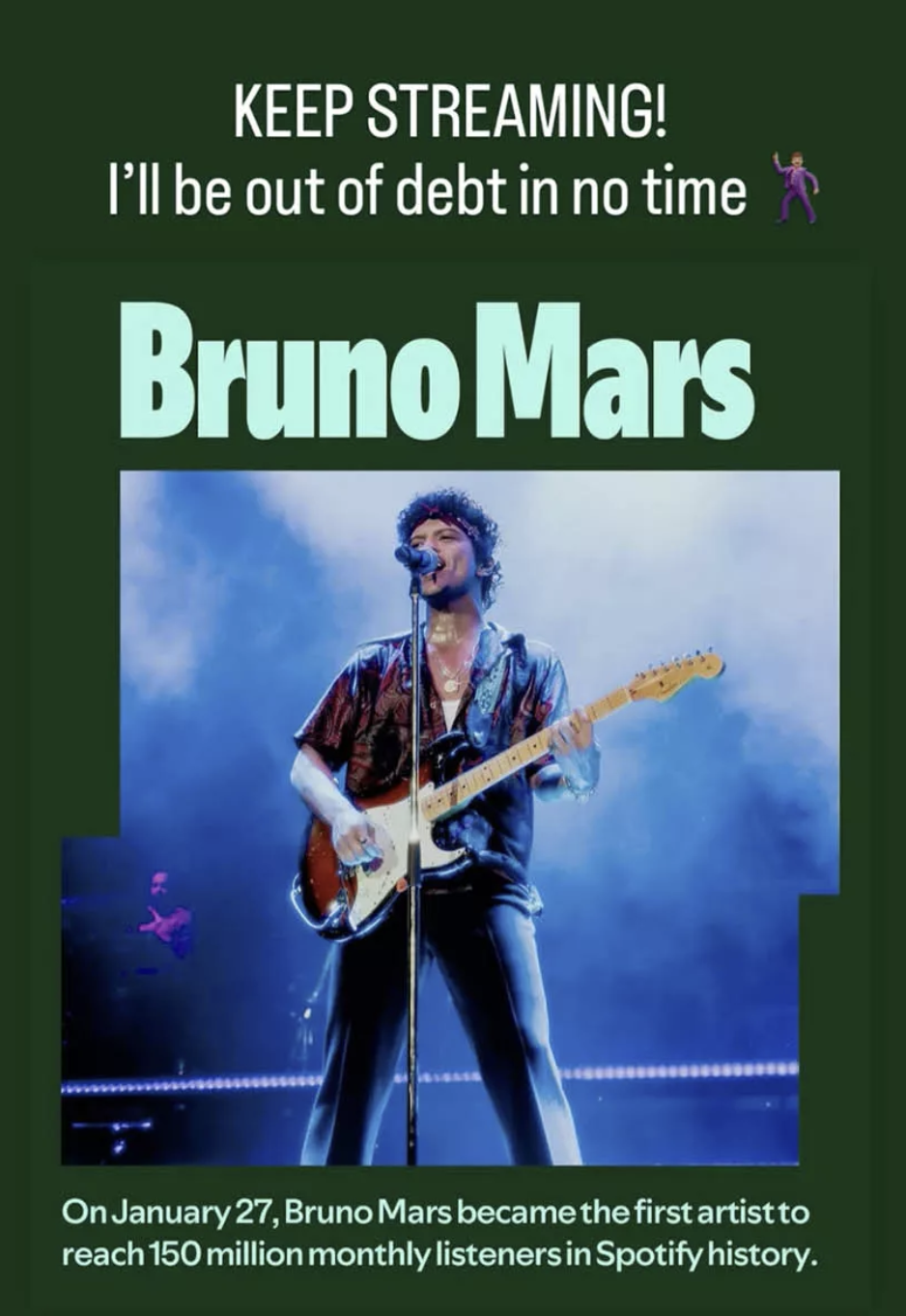 Bruno Mars gambling debt is providing the entertainer some good material on Instagram.