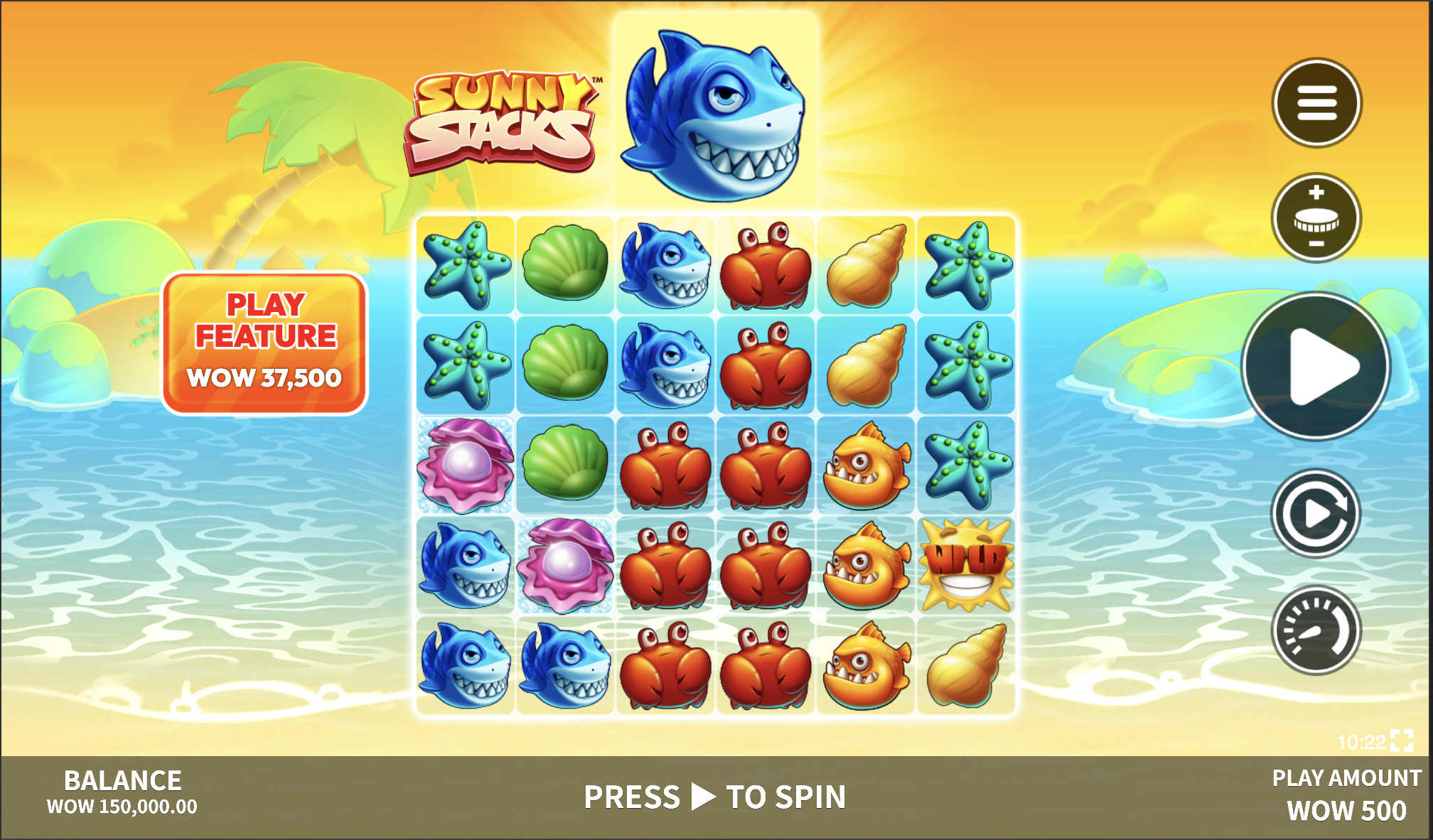 This screenshot of Sunny Stack is used to show why it's one of the best sunny themed sweepstakes casino games in the industry. 