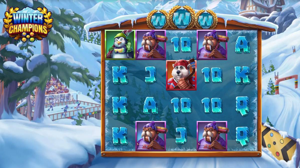 winter champions is a sweepstakes casino game with a penguin, walrus, polar bear, and mountain lion.
