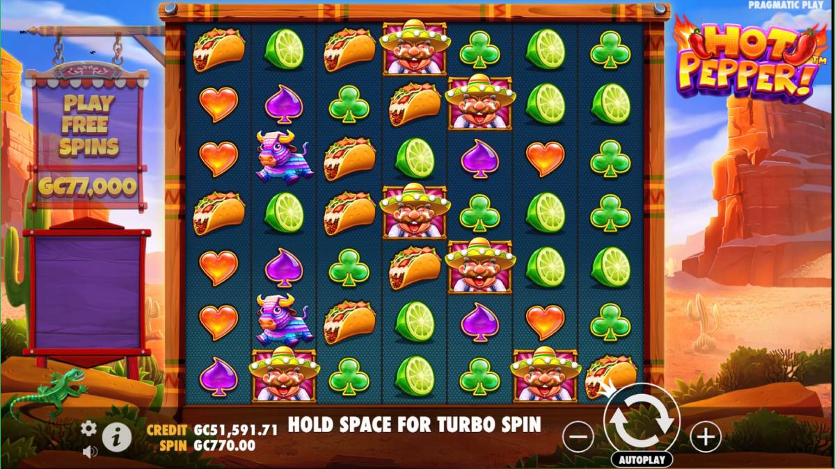 talk about a hot game, hot pepper is a slot machine you'll find at sweepstakes casinos and is a fun one to play while sipping a margarita.