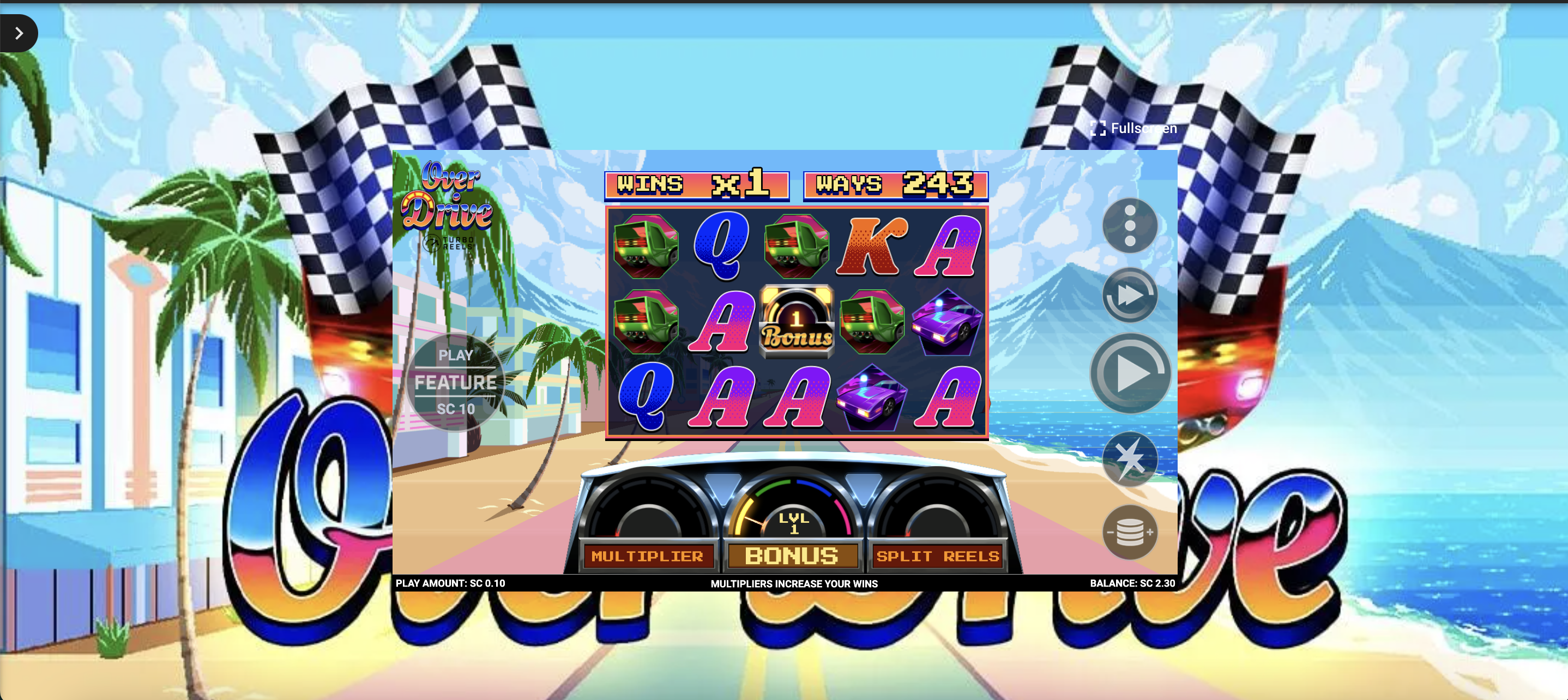 Over Drive is a thrilling sweepstakes casino game to play if you're excited for the Daytona 500. 