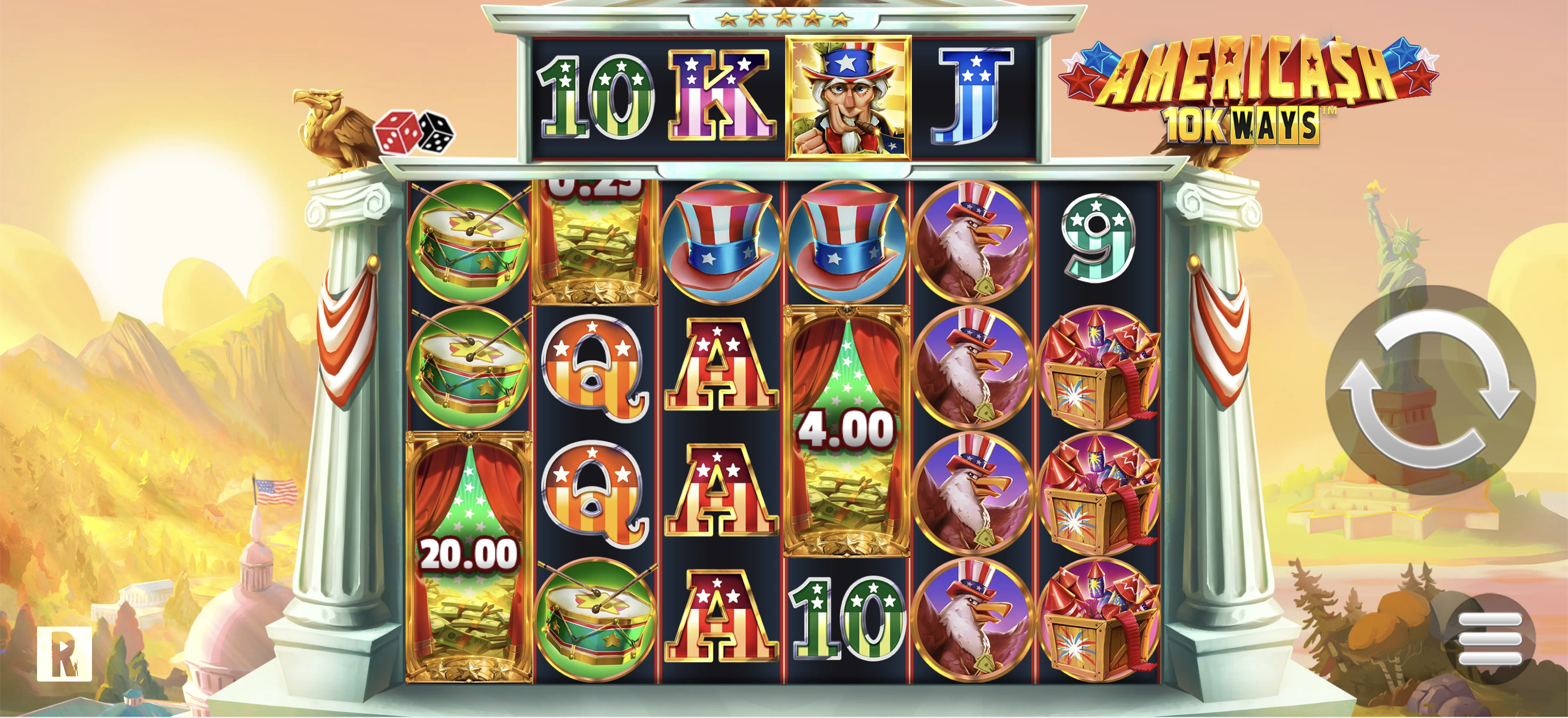 Americash 10x Ways is as patriotic an online casino game as there is to celebrate Presidents Day. 