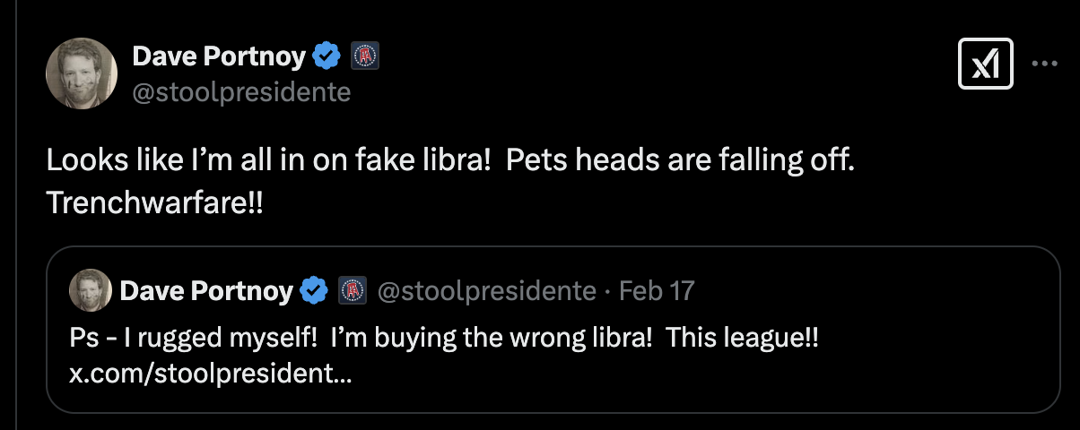 Dave Portnoy recently posted on social media about how he was the victim of an apparent cryptocurrency rug pull involving LIBRA.