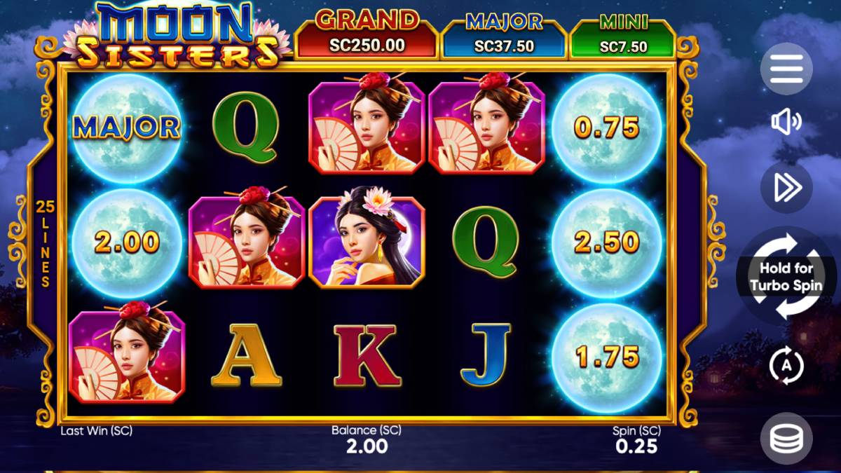 moon sisters is a sweepstakes casino staple and can be easily connected to any lunar eclipse event you may be having as a way to pass the time.