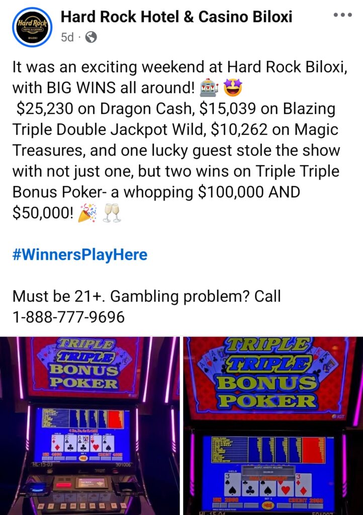 a georgia woman won two casino jackpots on a slot machine within 14 minutes of each other. 