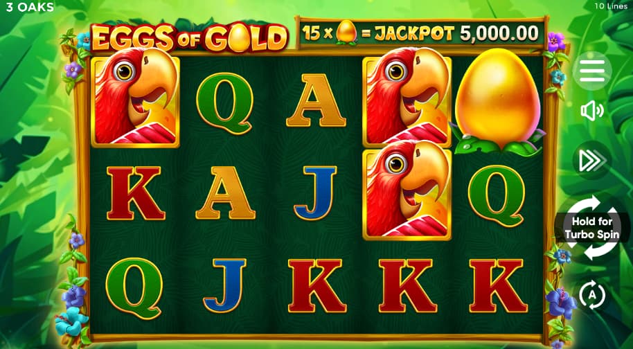 Eggs of Gold is an online slot game with a birds of paradise aesthetic