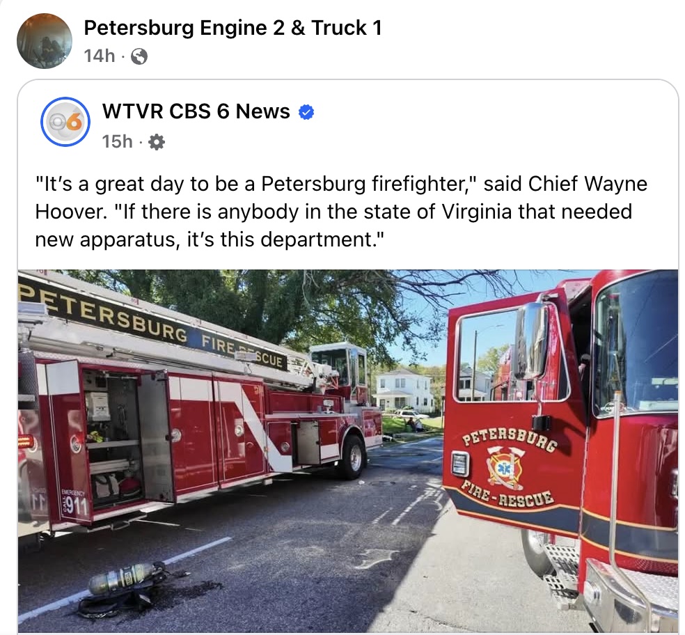 Money from the new Live casino project in petersburg virginia is being used to purchase new fire trucks for the city.