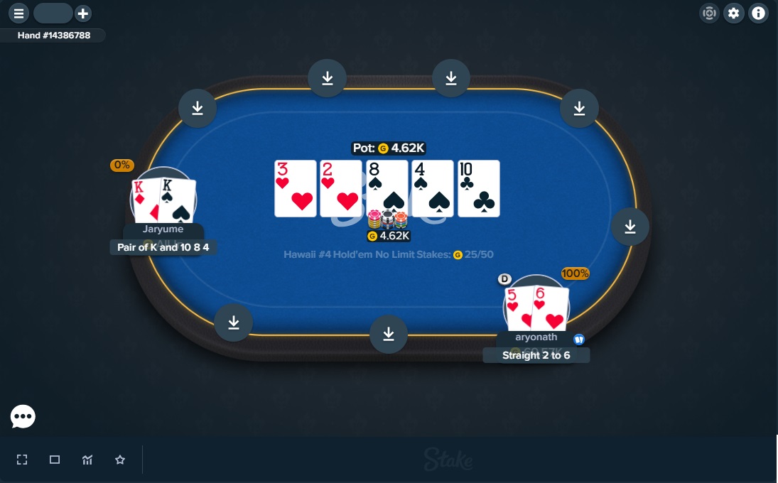 you can play poker online at a sweepstakes casino like stake.us.