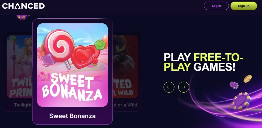 a look at the chanced casino user interface