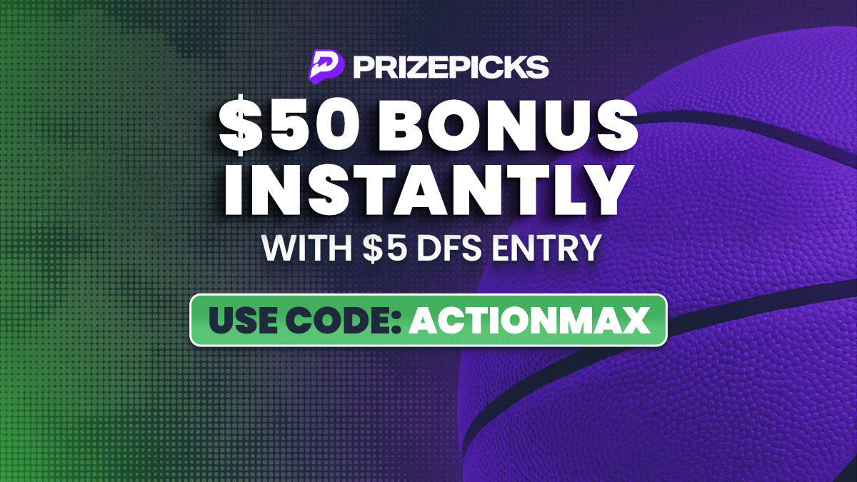 PrizePicks Promo Code ACTIONMAX: Get $50 Instantly in Bonus Funds for All Sports Lineup, Including NBA & NHL Image