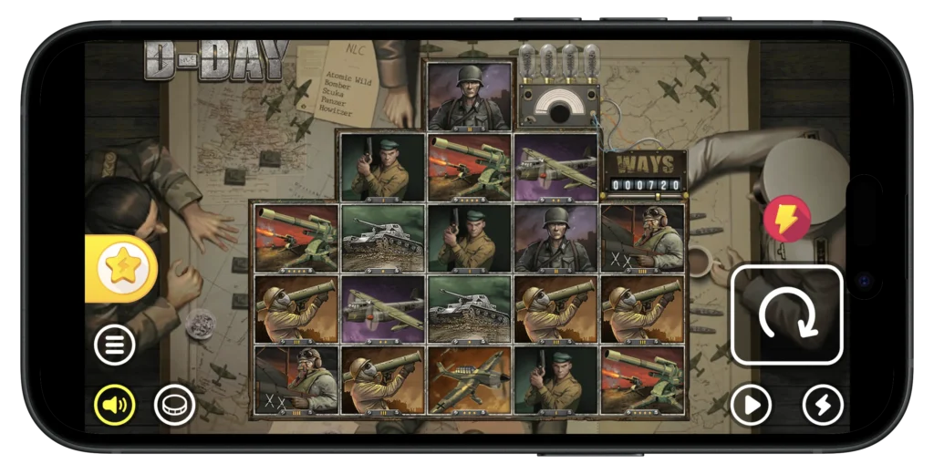 screenshot of the D-Day online slot from Nolimit City at Stake.us Casino