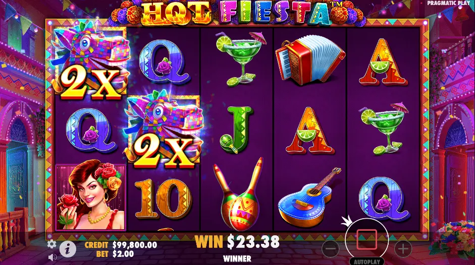 a look at the slot interface of Hot Fiesta