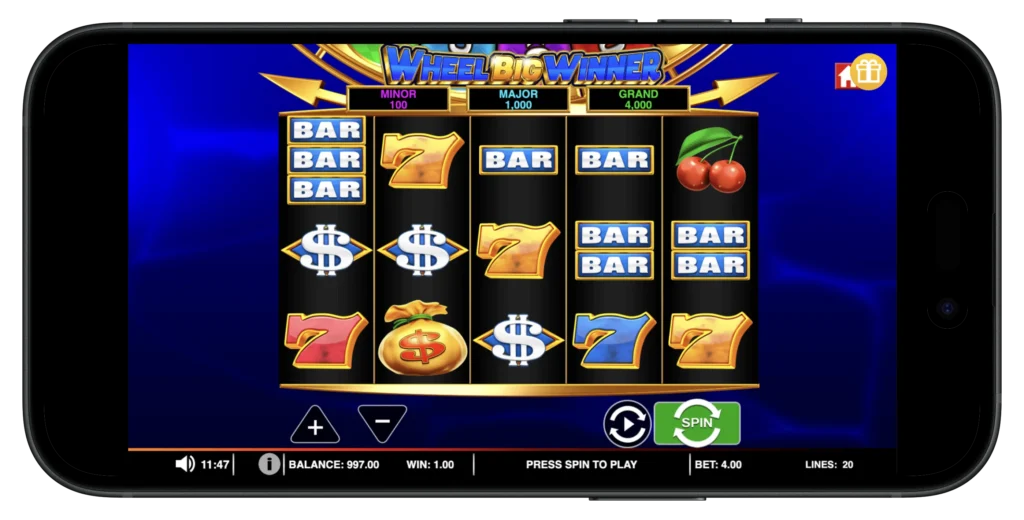Wheel Big Winner Interface on WOW Vegas