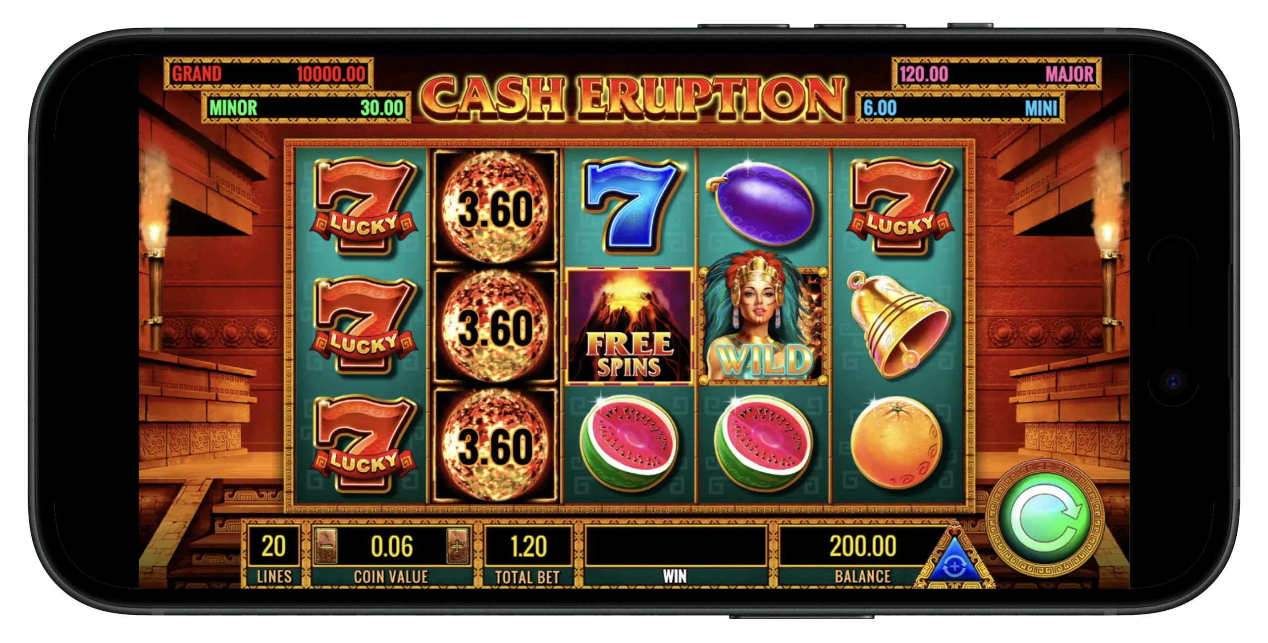 Cash Eruption on Caesars Palace Online Casino via mobile.
