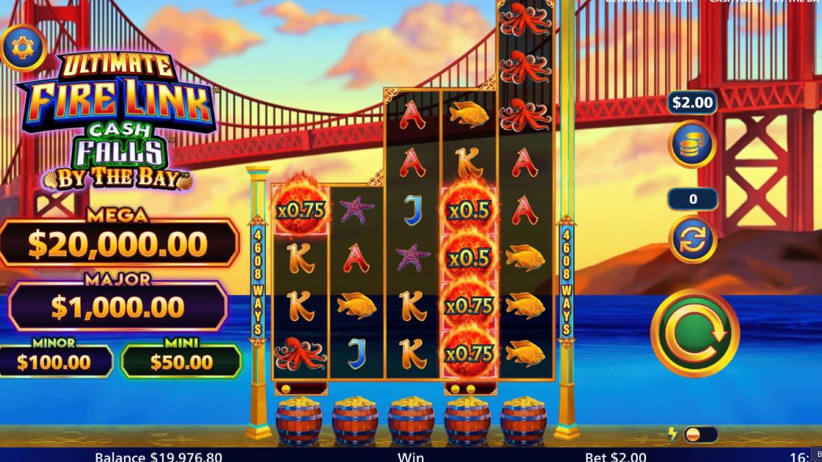 caesars palace online casino is now offering Ultimate Fire Link Cash Falls by the Bay for people to play.