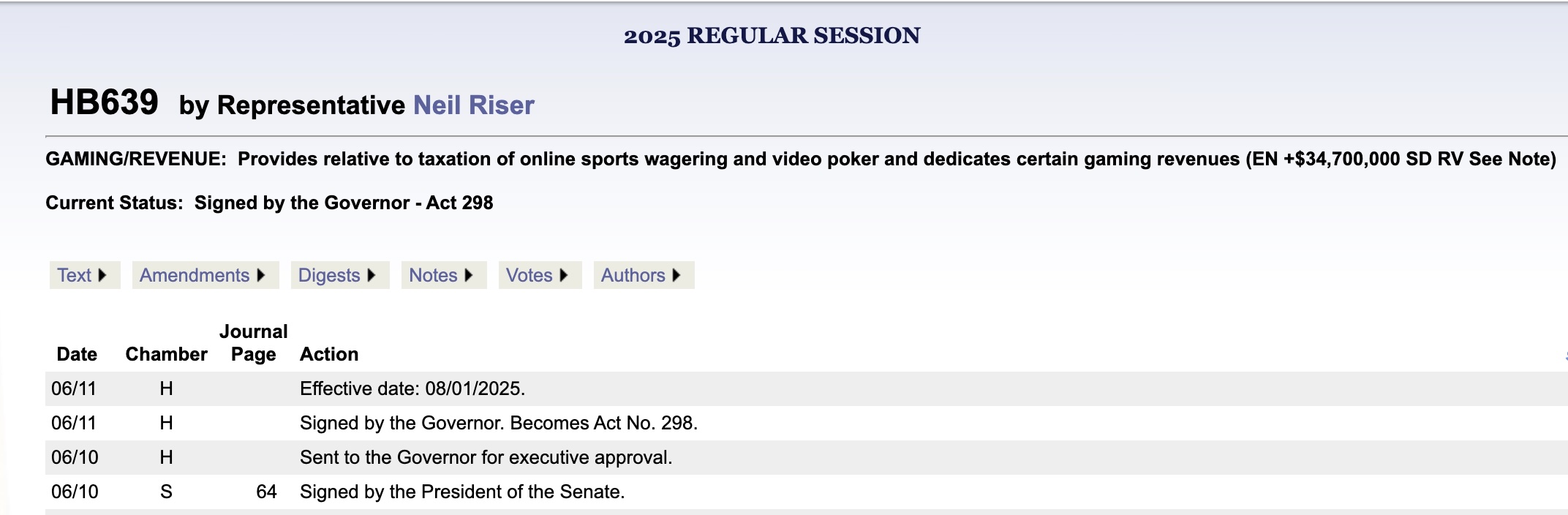 Louisiana Governor Jeff Landry has approved a new bill that increases the state's sports betting tax, directing a portion of the revenue to support public colleges in offsetting revenue-sharing expenses