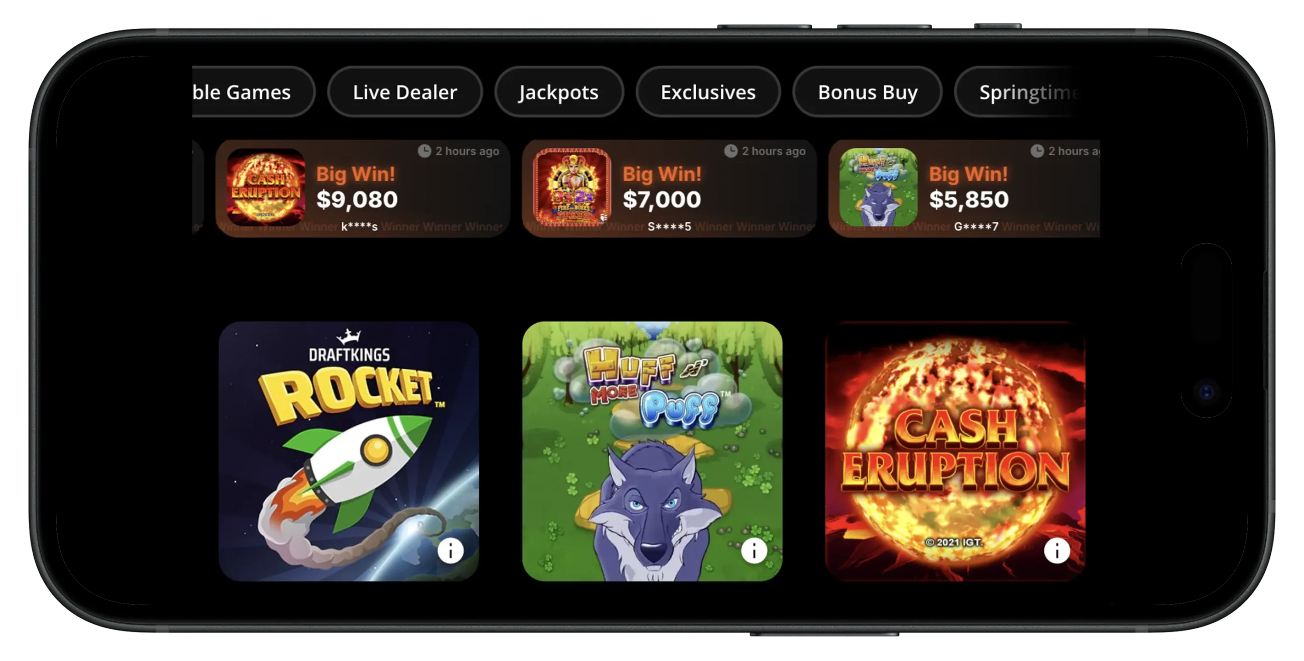 DraftKings Casino Games on Mobile.