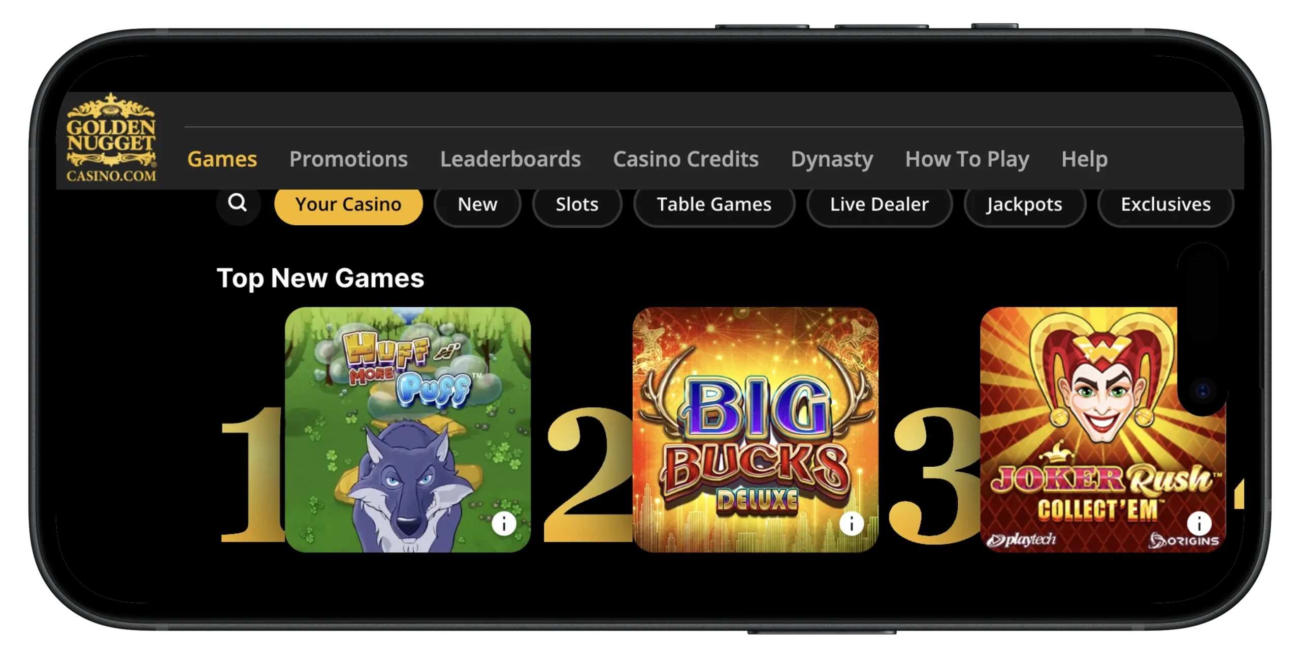 Golden Nugget Casino top games.