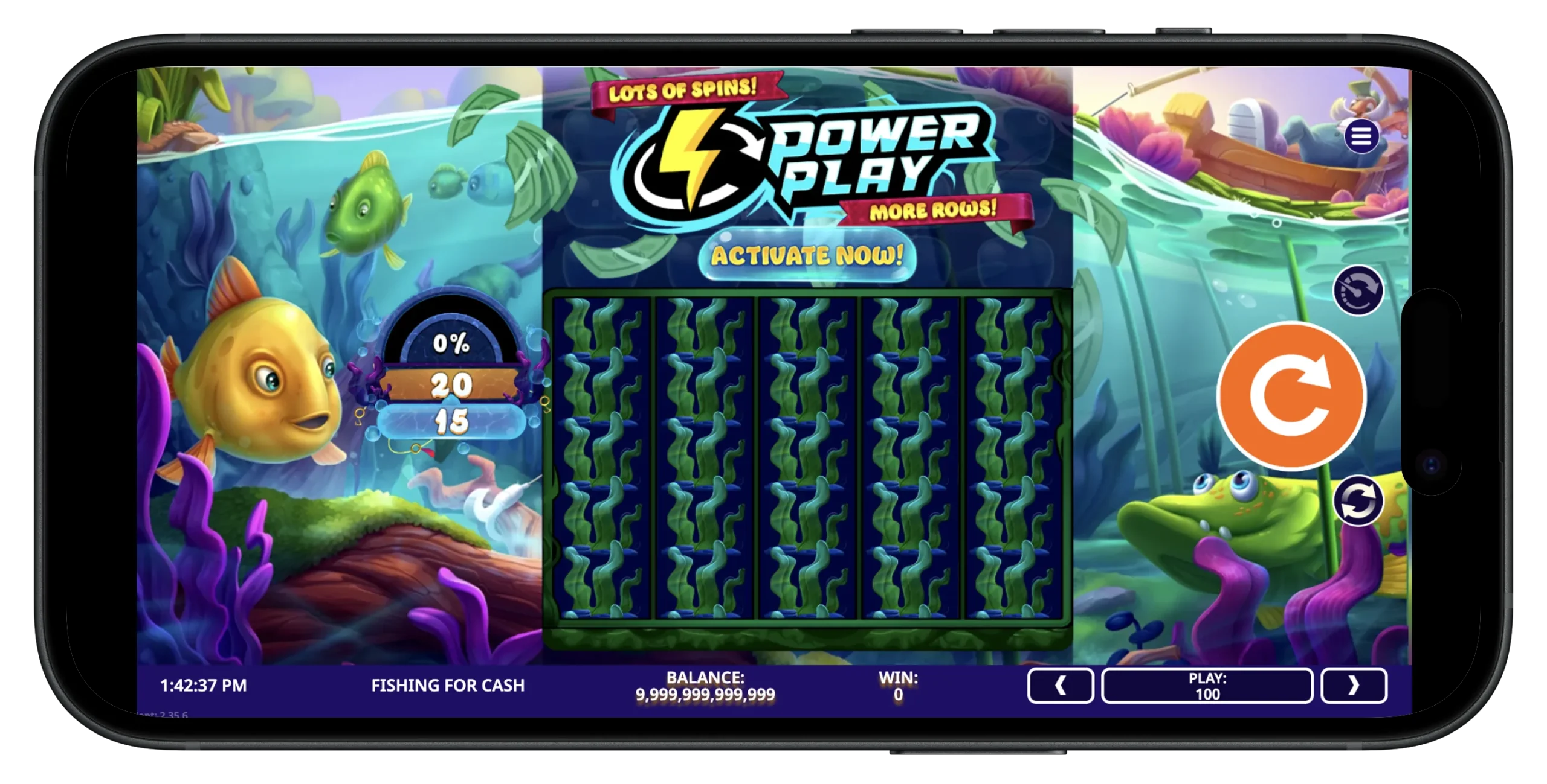Fishing for Cash slot on mobile.