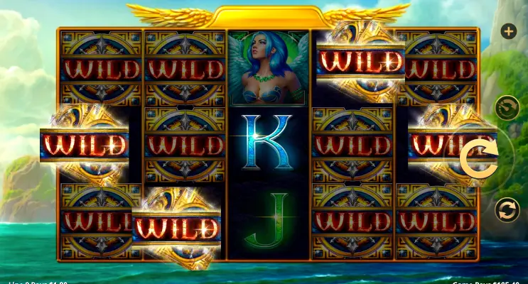 a close look at the sirens cove slot game interface. 