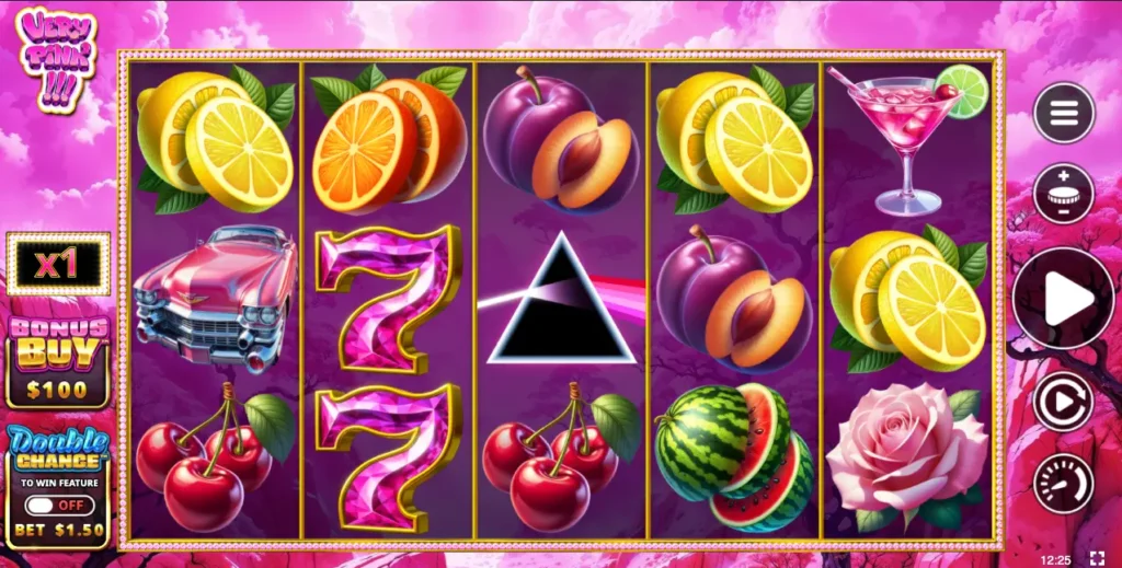 Screenshot of Very Pink online slot interface.